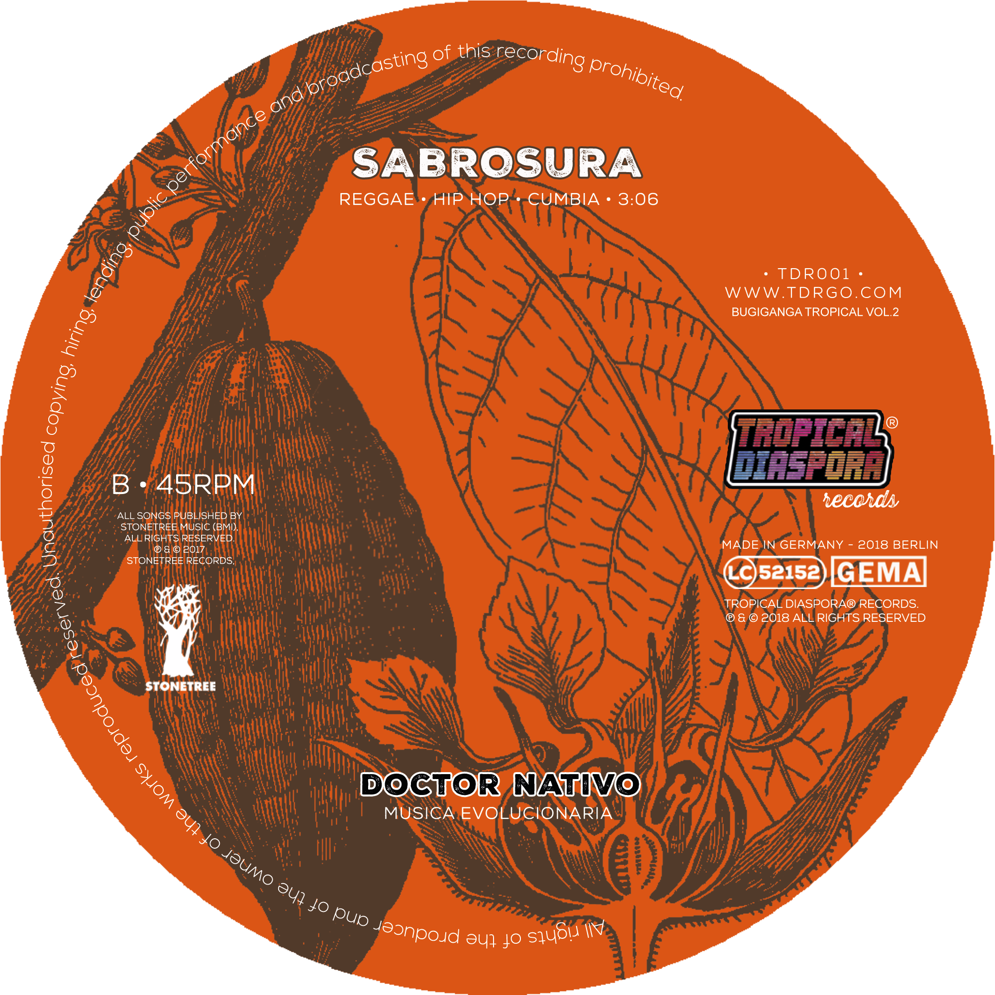 TDR001 Vinyl7inch Etikett90mm großeres Mittelloch SIDE B v6