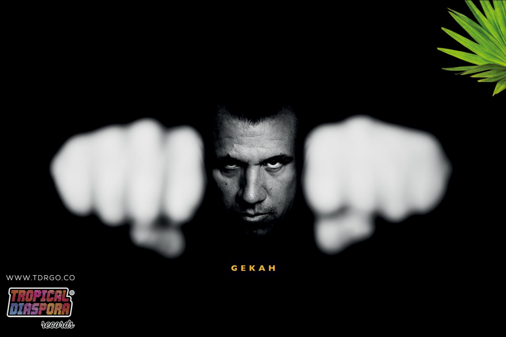 Alberto Gekah showing his fists in defiance.